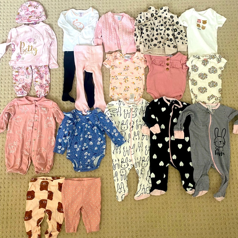 Bundle of BABY GIRL 0-3 clothes